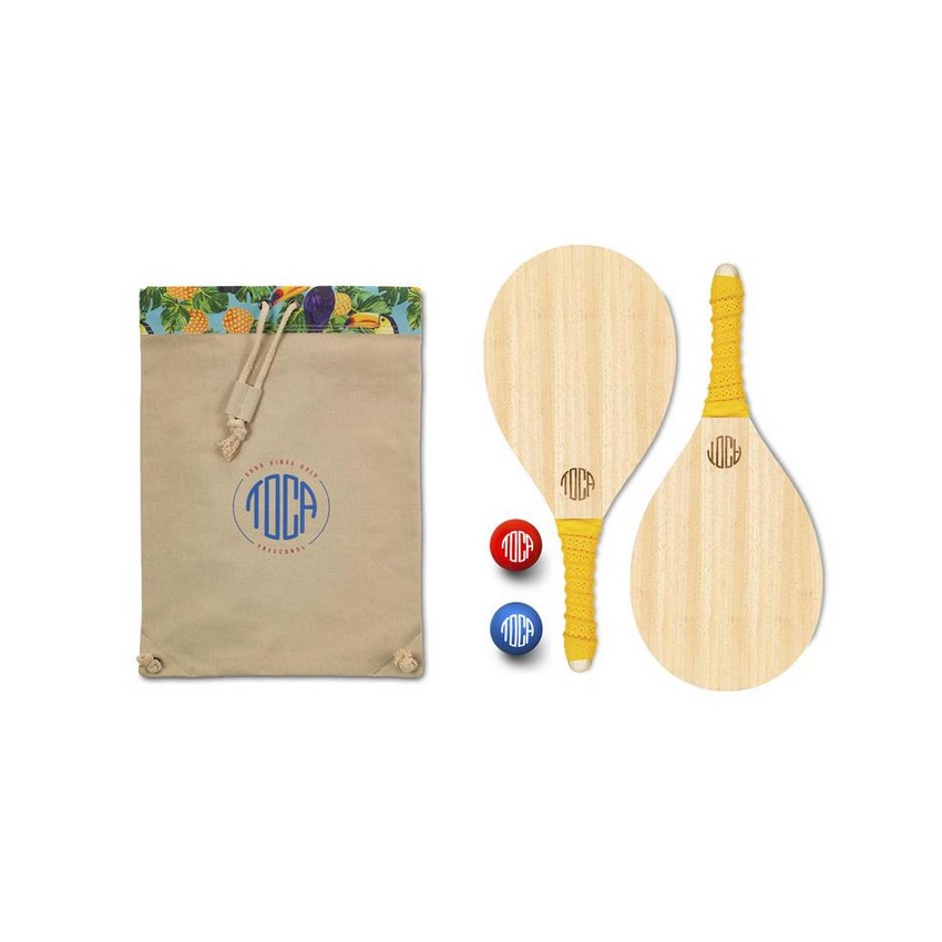 Set Racchette Da Spiaggia Frescobol Azzurre LA AZURINHA, TOCA FRESCOBOLL, Made In Italy
